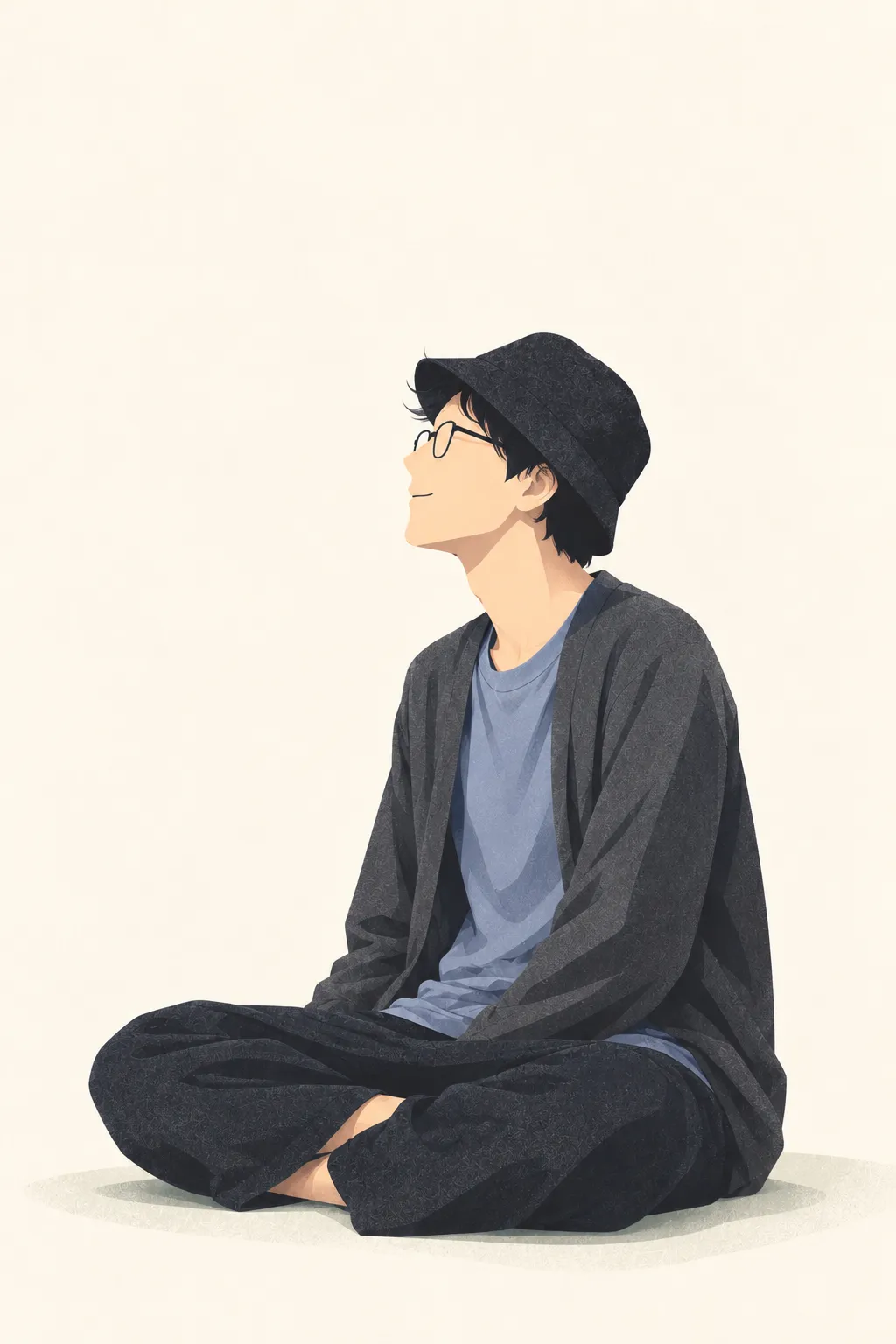 ご相談を待ちながら考えを巡らせている人物のイラスト